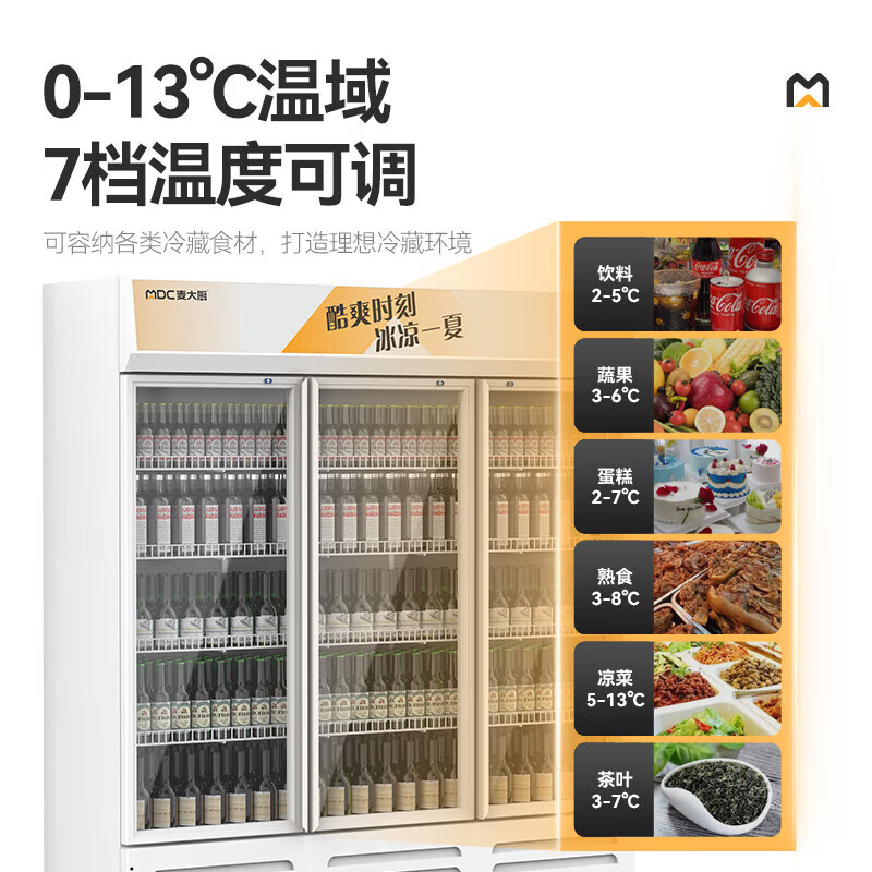 麥大廚220V雙門(mén)下機(jī)230w直冷飲料柜650L