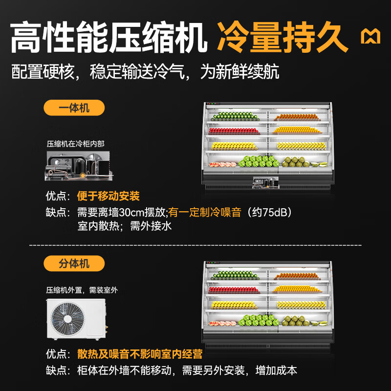 麥大廚商用3.5M豪華款風冷弧形風幕柜分體機