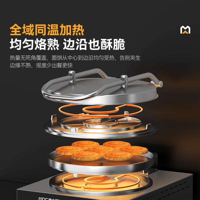 麥大廚大型雙面加熱臺式旋鈕款鋁鍋商用電餅鐺