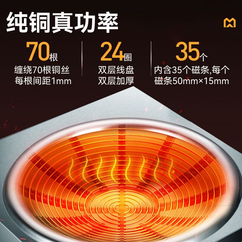 麥大廚220V磁控款臺(tái)式凹爐5KW